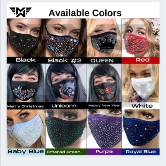 ⭐️ JLO Style, reusable Swarovski Crystal face mask - Picture 2 of 2